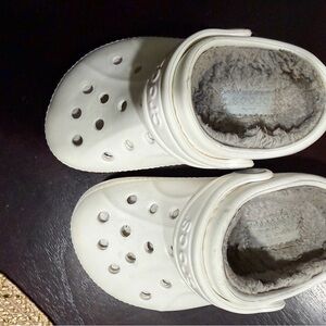 Kids White Clogs with Fleece Lining